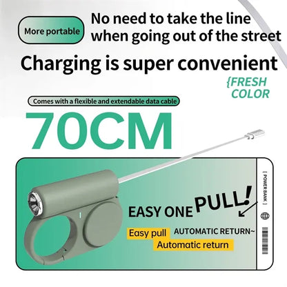 5000mAh Power Bank with Retractable Type C