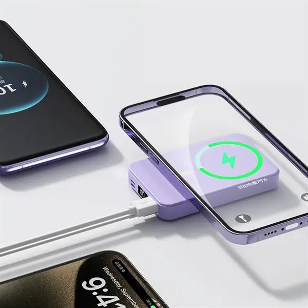 10000mAh Foldable Wireless Portable Charger with LED Display