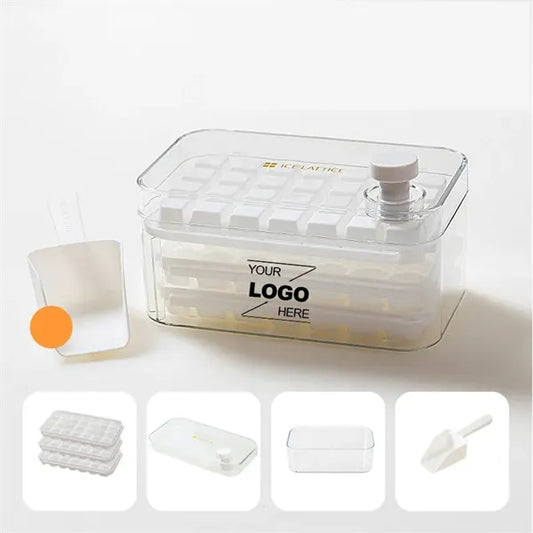 Ice Cube Tray with Lid and Bin Maker Molds