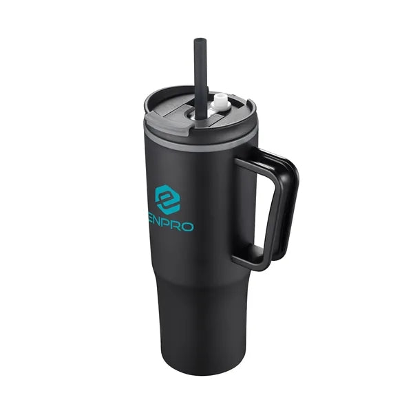 30oz. Double Wall Mug with Handle and Straw
