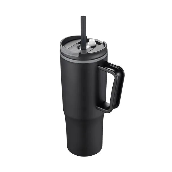 30oz. Double Wall Mug with Handle and Straw