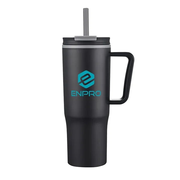 30oz. Double Wall Mug with Handle and Straw
