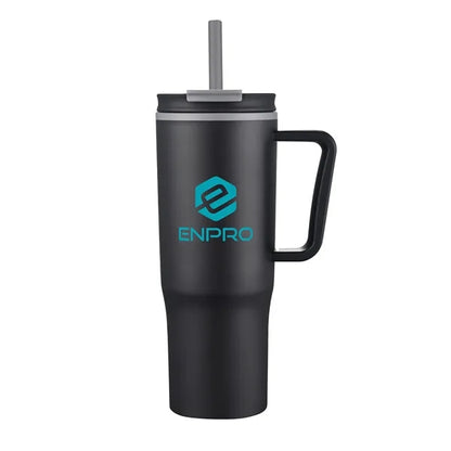 30oz. Double Wall Mug with Handle and Straw
