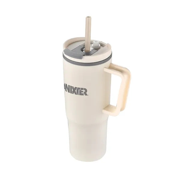 30oz. Double Wall Mug with Handle and Straw