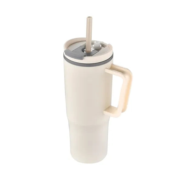 30oz. Double Wall Mug with Handle and Straw
