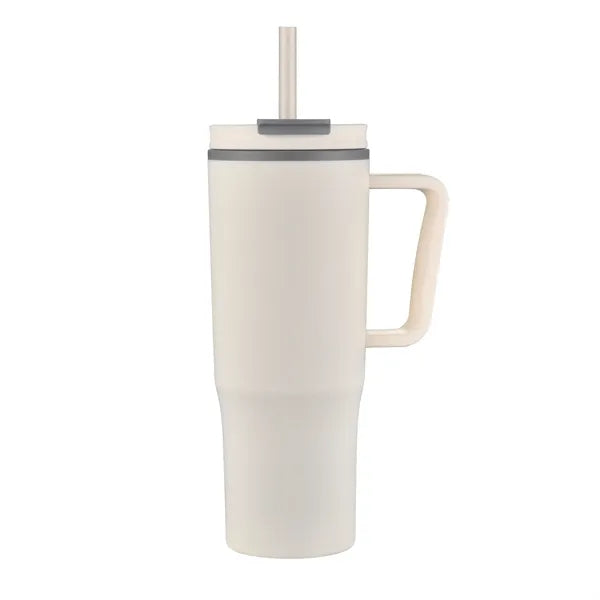 30oz. Double Wall Mug with Handle and Straw