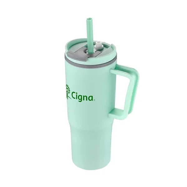 30oz. Double Wall Mug with Handle and Straw