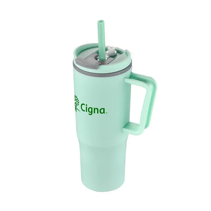 30oz. Double Wall Mug with Handle and Straw
