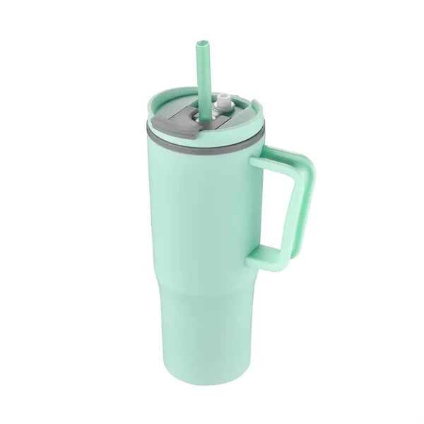 30oz. Double Wall Mug with Handle and Straw