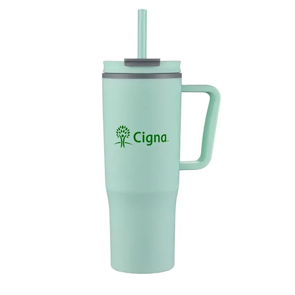 30oz. Double Wall Mug with Handle and Straw
