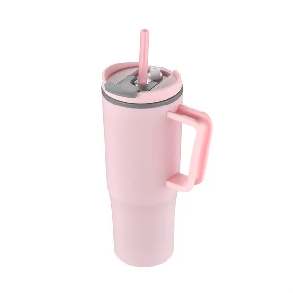 30oz. Double Wall Mug with Handle and Straw