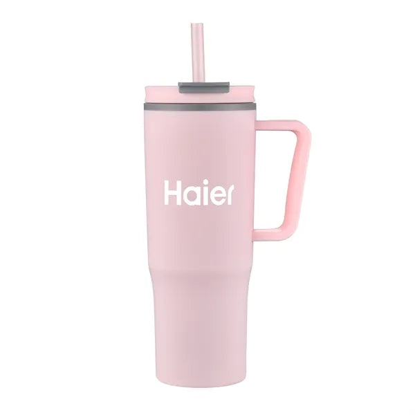 30oz. Double Wall Mug with Handle and Straw