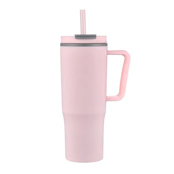 30oz. Double Wall Mug with Handle and Straw