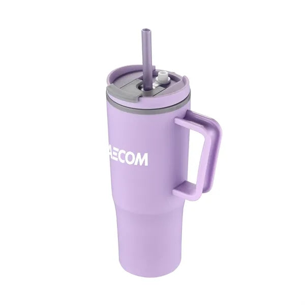 30oz. Double Wall Mug with Handle and Straw