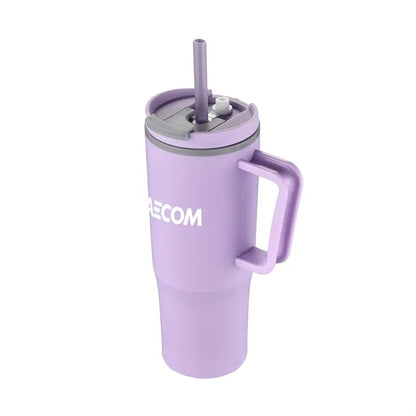 30oz. Double Wall Mug with Handle and Straw