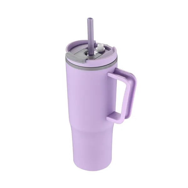 30oz. Double Wall Mug with Handle and Straw