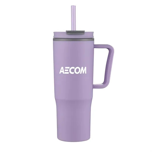 30oz. Double Wall Mug with Handle and Straw