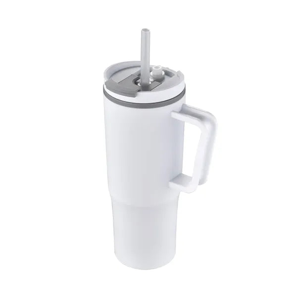 30oz. Double Wall Mug with Handle and Straw