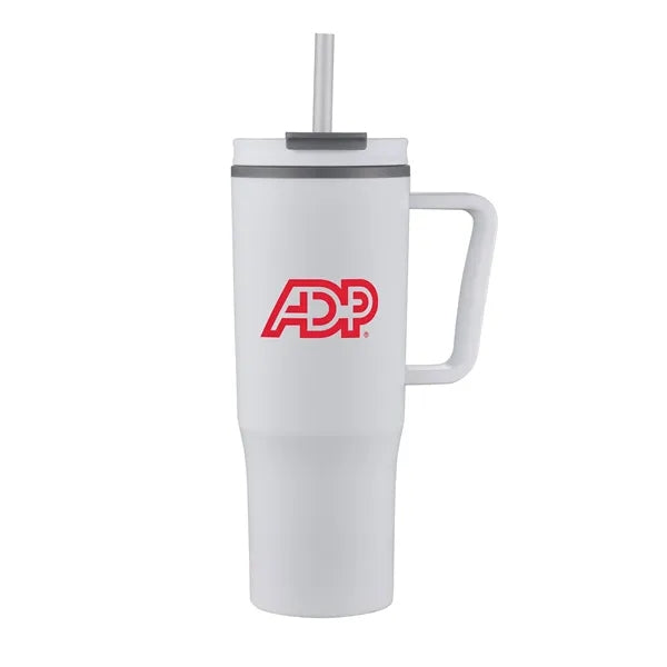 30oz. Double Wall Mug with Handle and Straw