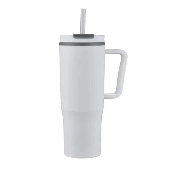 30oz. Double Wall Mug with Handle and Straw