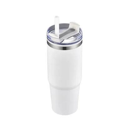 30oz. Dual Wall Stainless Steel & PP Tumbler with Clear Lid