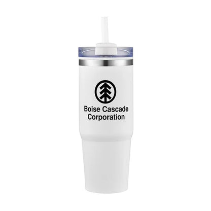 30oz. Dual Wall Stainless Steel & PP Tumbler with Clear Lid