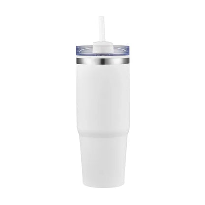 30oz. Dual Wall Stainless Steel & PP Tumbler with Clear Lid