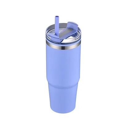 30oz. Dual Wall Stainless Steel & PP Tumbler with Clear Lid