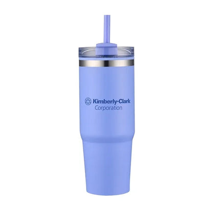 30oz. Dual Wall Stainless Steel & PP Tumbler with Clear Lid