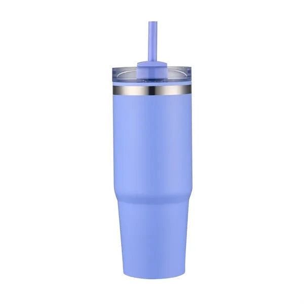 30oz. Dual Wall Stainless Steel & PP Tumbler with Clear Lid