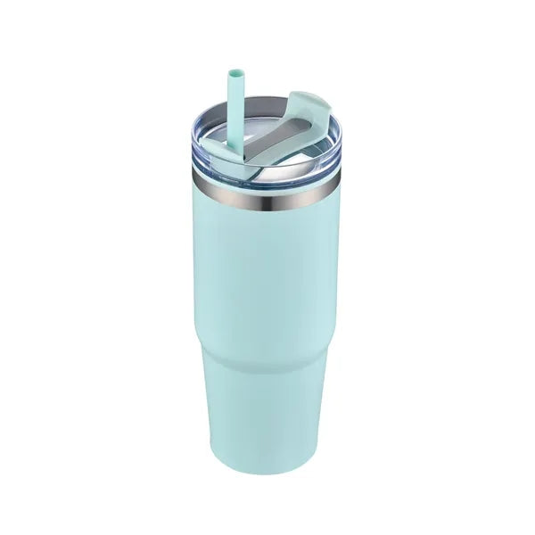 30oz. Dual Wall Stainless Steel & PP Tumbler with Clear Lid
