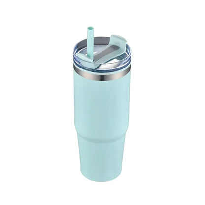 30oz. Dual Wall Stainless Steel & PP Tumbler with Clear Lid