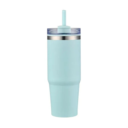 30oz. Dual Wall Stainless Steel & PP Tumbler with Clear Lid