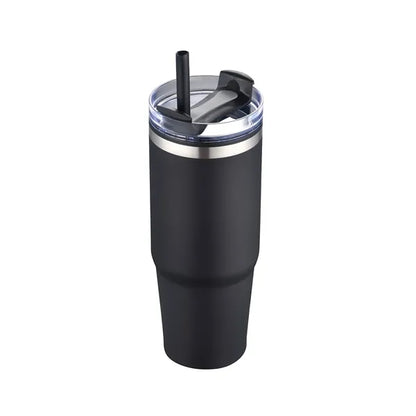 30oz. Dual Wall Stainless Steel & PP Tumbler with Clear Lid