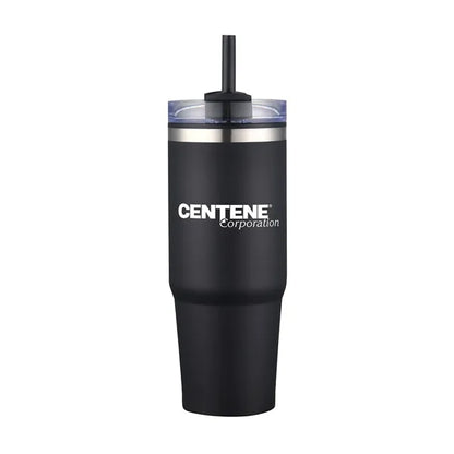 30oz. Dual Wall Stainless Steel & PP Tumbler with Clear Lid