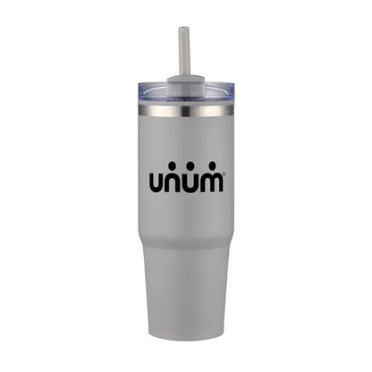 30oz. Dual Wall Stainless Steel & PP Tumbler with Clear Lid