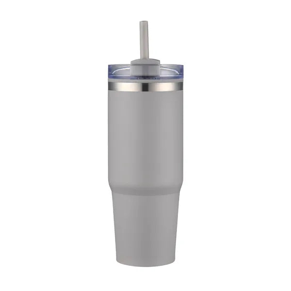 30oz. Dual Wall Stainless Steel & PP Tumbler with Clear Lid