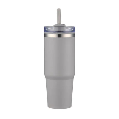 30oz. Dual Wall Stainless Steel & PP Tumbler with Clear Lid