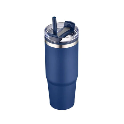 30oz. Dual Wall Stainless Steel & PP Tumbler with Clear Lid