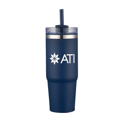 30oz. Dual Wall Stainless Steel & PP Tumbler with Clear Lid