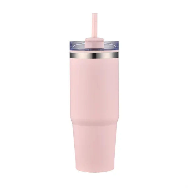 30oz. Dual Wall Stainless Steel & PP Tumbler with Clear Lid