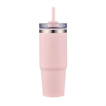 30oz. Dual Wall Stainless Steel & PP Tumbler with Clear Lid