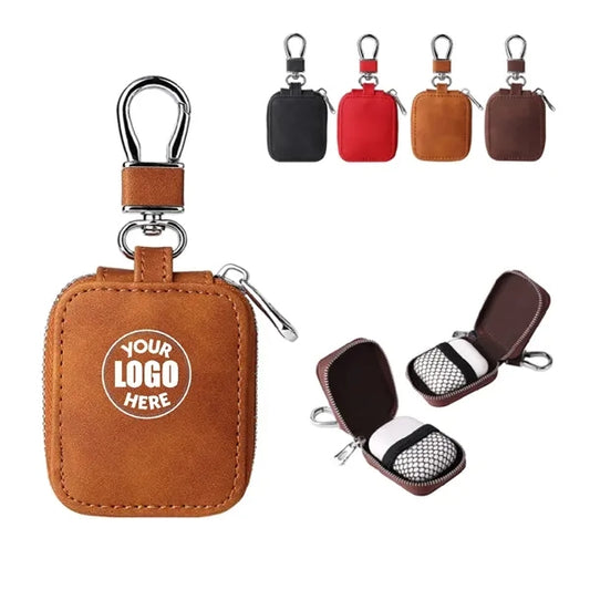 Premium PU Leather Case Anti-Scratch Carrying Pouch Keychain