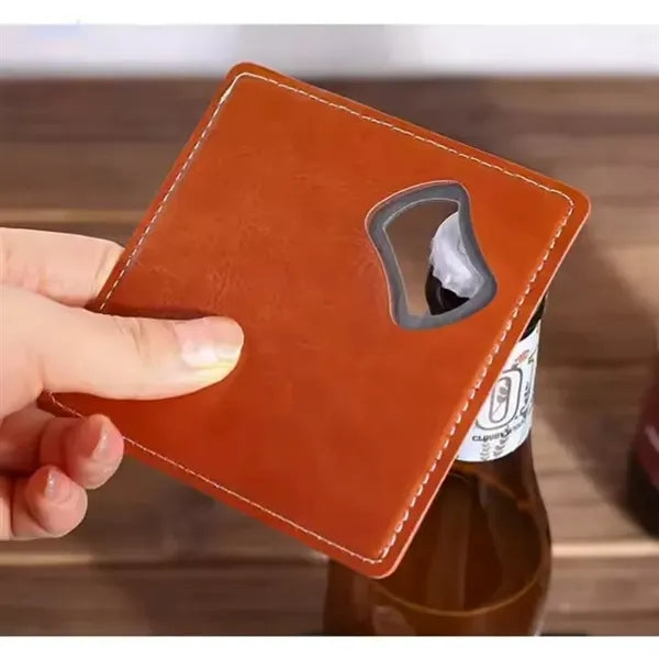 PU Leather Coaster With Bottle Opener