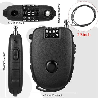 4-Digit Combination Lock with 3 Feet Cable Retractable