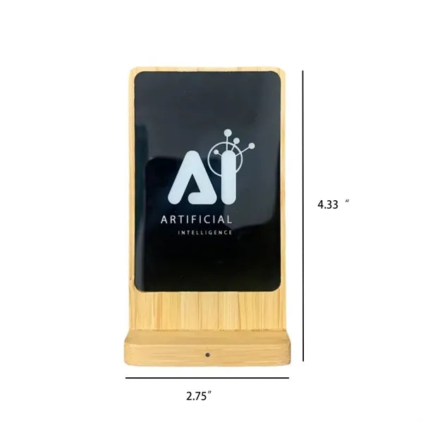 15W LED Wireless Charging Bamboo Phone Stand