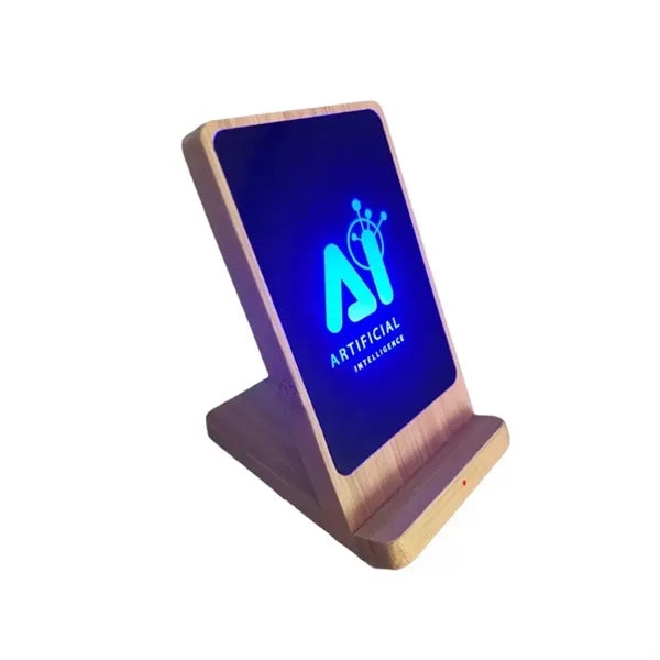 15W LED Wireless Charging Bamboo Phone Stand