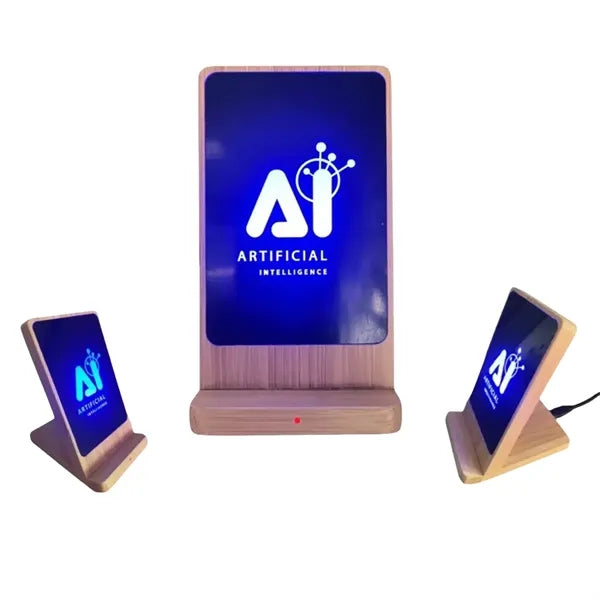 15W LED Wireless Charging Bamboo Phone Stand