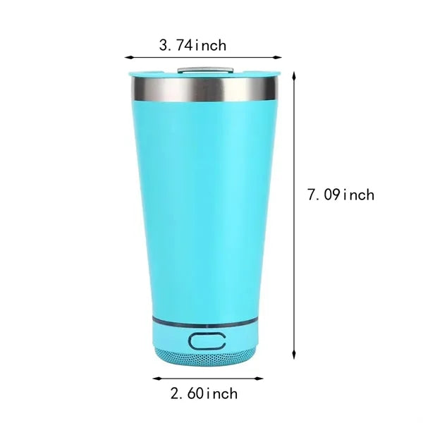 Portable bluetooth speaker stainless steel insulated mug