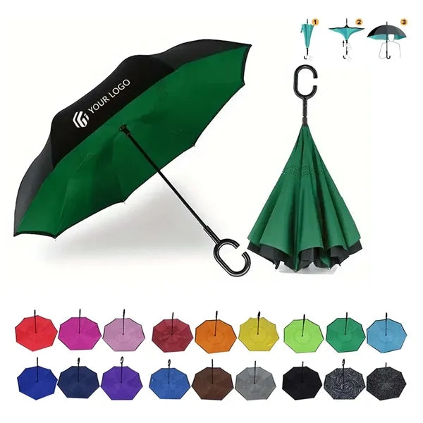 Extra Large Windproof Golf C-shape Handle Inverted Umbrella